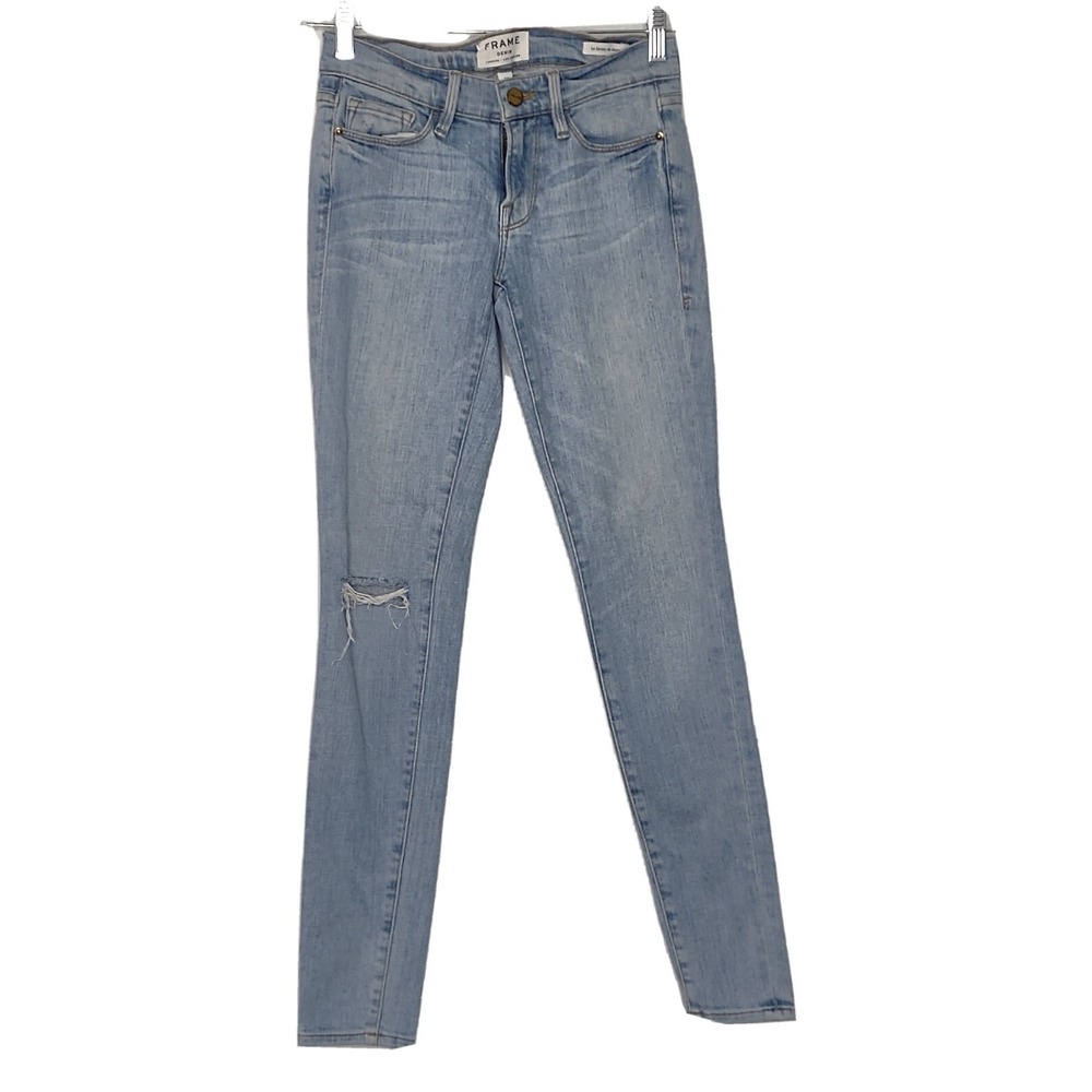 Frame Denim Le Skinny de Jeanne Jeans Size 24 Light Wash Distressed Stretch